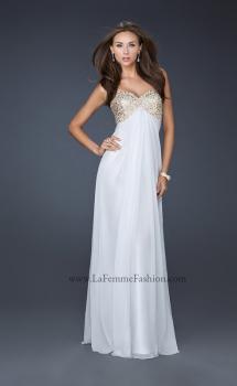 Picture of: Patterned Chiffon Prom Dress with Embellished Bust in White, Style: 17499, Main Picture