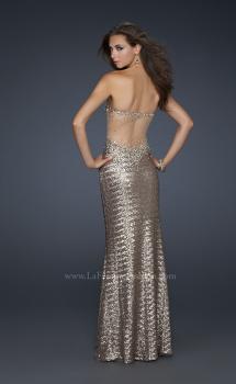 Picture of: Mermaid Stretch Sequin Prom Dress with Exposed Back in Gold, Style: 17506, Main Picture