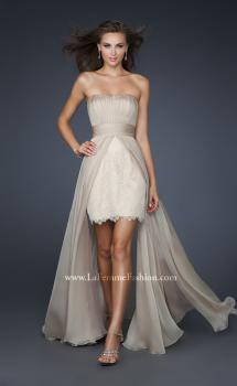 Picture of: Strapless Lace Dress with Pleated Bust and Scallop Hem in Nude, Style: 17547, Main Picture