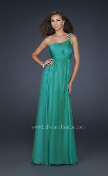 Picture of: Full Length Chiffon Gown with Embellished Shoulder Strap in Green, Style: 17575, Main Picture