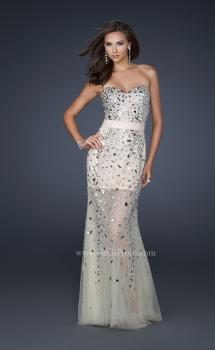 Picture of: Sheer Beaded Prom Dress with Sweetheart Neckline in Silver, Style: 17603, Main Picture