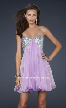 Picture of: Strapless Chiffon Gown with Open Back and Beads in Purple, Style: 17649, Main Picture
