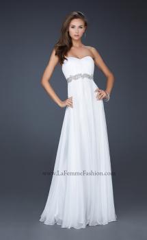 Picture of: Empire Waist Chiffon Prom Gown with Embellished Belt in White, Style: 17739, Main Picture