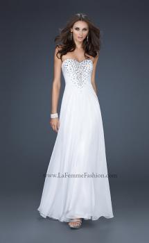 Picture of: Long Chiffon prom Dress with Beading and Pleated Detail in White, Style: 17767, Main Picture