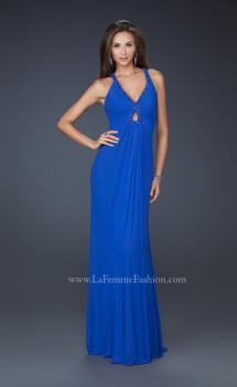 Picture of: Long Prom Gown with Keyhole Accent and Intricate Bust in Blue, Style: 17956, Main Picture