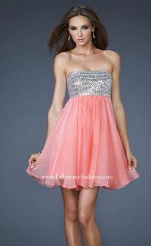 Picture of: Short Chiffon Cocktail Dress with Sequined and Beaded Bust in Orange, Style: 18063, Main Picture