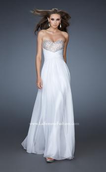 Picture of: Strapless Chiffon Gown with Fitted Empire Waist in White, Style: 18304, Main Picture