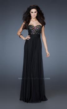 Picture of: Elegant Chiffon Prom Dress with Sequined Bodice and Belt in Black, Style: 18354, Main Picture
