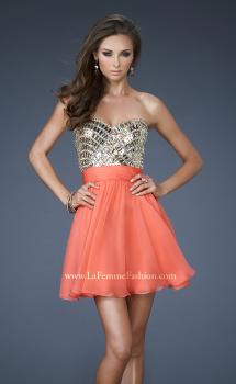 Picture of: Sweetheart Neckline Cocktail Dress with Beaded Bodice in Orange, Style: 18445, Main Picture