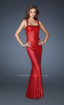 Picture of: Sequin Prom Dress with Rhinestone Accented Bodice in Red, Style: 18450, Main Picture