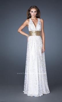 Picture of: Chiffon Prom Gown with Beaded Empire Waist in White, Style: 18504, Main Picture