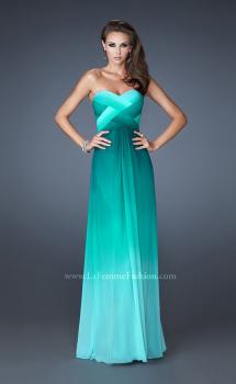 Picture of: Multi Tonal Ombre Dress with Criss Cross Beaded Back in Green, Style: 18525, Main Picture