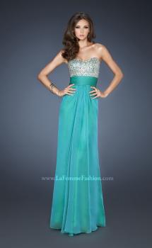 Picture of: Flowing Chiffon Prom Dress with Criss Cross Back in Green, Style: 18528, Main Picture