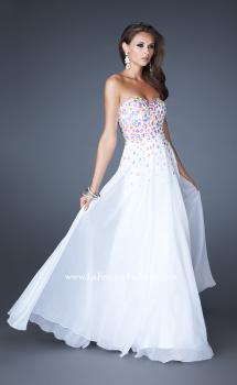 Picture of: A-line Chiffon Gown with Cascading Rhinestone Detail in White, Style: 18532, Main Picture