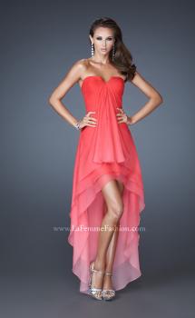 Picture of: High Low Layered Ombre Chiffon Dress with Pleating in Orange, Style: 18557, Main Picture