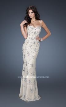 Picture of: Sequined Prom Gown with Iridescent Stone Detailing in Ivory, Style: 18583, Main Picture