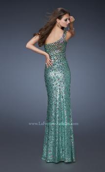 Picture of: Fully Sequined Prom Dress with Side Slit and Stones in Green, Style: 18600, Main Picture