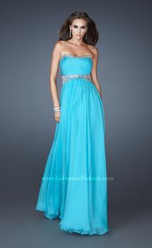 Picture of: Classic Chiffon Prom Dress with Beaded Neckline and Waist in Blue, Style: 18611, Main Picture