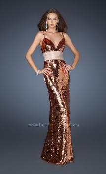 Picture of: Empire Waist All Over Sequined Long Prom Dress in Gold, Style: 18620, Main Picture