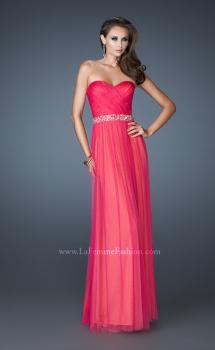 Picture of: Chiffon Gown with Sweetheart Neckline and Beaded Belt in Pink, Style: 18656, Main Picture