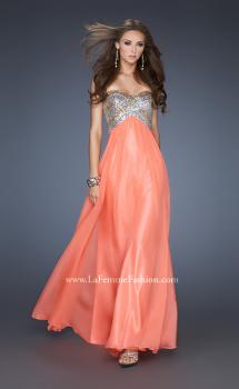Picture of: Empire Waist Chiffon Dress with Sequin Pattern in Orange, Style: 18710, Main Picture