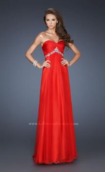 Picture of: Empire Waist Chiffon Dress with Ruched Neckline in Red, Style: 18715, Main Picture