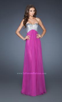 Picture of: Empire Waist Chiffon Gown with Crossed Strap Open Back in Purple, Style: 18729, Main Picture