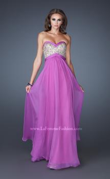 Picture of: Pleated Chiffon Prom Dress with Sequined Bodice in Purple, Style: 18733, Main Picture