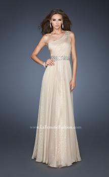 Picture of: A-line Sequined Prom Dress with Rhinestone Waist Detail in Nude, Style: 18747, Main Picture