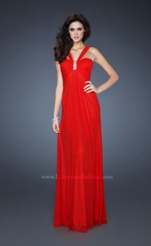 Picture of: Empire Waist Ruched Bodice Prom Dress with Halter Neck in Red, Style: 18755, Main Picture