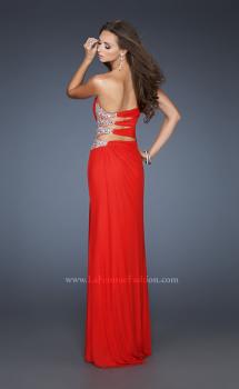 Picture of: Long Stretch Net Prom Dress with Cut Outs and Stones in Red, Style: 18771, Main Picture