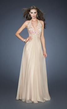 Picture of: A-line Chiffon Gown with Beaded One Shoulder Strap in Nude, Style: 18795, Main Picture