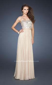 Picture of: Long Chiffon Dress with Beaded Bodice and A-line Skirt in Nude, Style: 18801, Main Picture