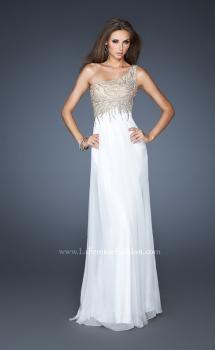 Picture of: One Shoulder Long Chiffon Dress with Embellished Bodice in White, Style: 18868, Main Picture