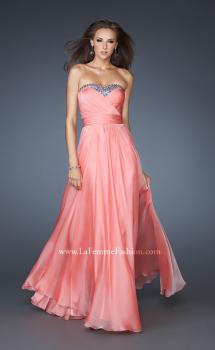 Picture of: Long Strapless Chiffon Prom Dress with Beaded Trim in Orange, Style: 18899, Main Picture