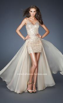 Picture of: Short Sequin Fitted Dress with Detachable Chiffon Skirt in Nude, Style: 18906, Main Picture