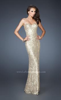 Picture of: Fitted Strapless Long Dress with Pattern Sequin in Silver, Style: 18917, Main Picture