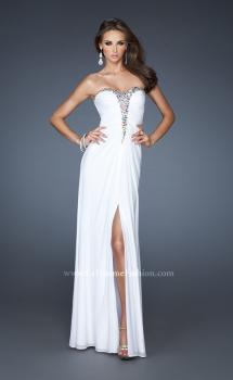 Picture of: Strapless Prom Dress with Beaded Detail and Strappy Back in White, Style: 18934, Main Picture