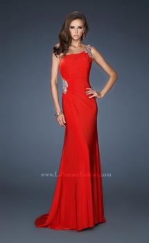 Picture of: One Shoulder Long Prom Gown with Side Ruching in Red, Style: 18960, Main Picture