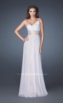 Picture of: One Shoulder Tulle Prom Dress with Embellished Waist in White, Style: 18965, Main Picture