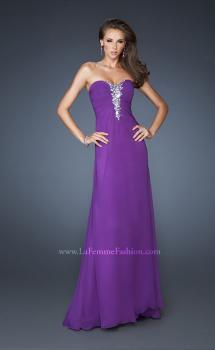 Picture of: Long Strapless Chiffon Gown with Embellished Detail in Purple, Style: 19009, Main Picture