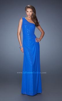 Picture of: One Shoulder Long Sequin Prom Dress with Net Overlay in Blue, Style: 19223, Main Picture
