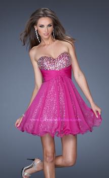 Picture of: Short Strapless Sequin Prom Dress with Beaded Bodice in Pink, Style: 19250, Main Picture