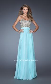Picture of: Long Strapless Prom Dress with Intricately Beaded Bodice in Blue, Style: 19294, Main Picture