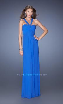 Picture of: Long Jersey Prom Dress with Halter Straps in Blue, Style: 19348, Main Picture