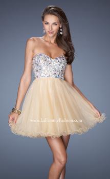 Picture of: Short Strapless A-line Prom Dress with Embellished Bodice in Nude, Style: 19373, Main Picture