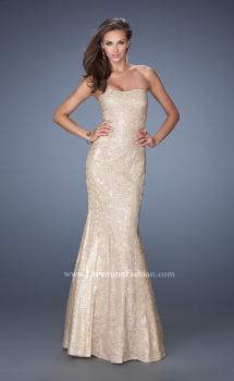 Picture of: Strapless Fitted Mermaid Prom Dress with Sequin Underlay in Nude, Style: 19396, Main Picture