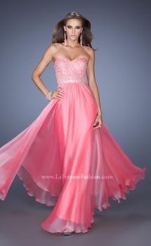 Picture of: Strapless Long Prom Gown with a Lace and Beaded Bodice in Pink, Style: 19437, Main Picture