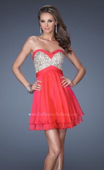 Picture of: Short Strapless Chiffon Prom Dress with Sequin Bodice in Pink, Style: 19458, Main Picture