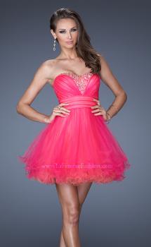 Picture of: Strapless Short Prom Dress with Two Toned Tulle in Pink, Style: 19461, Main Picture